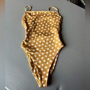 Skin by same polka Dot One Piece Swimsuit - Yellow and White nwot.